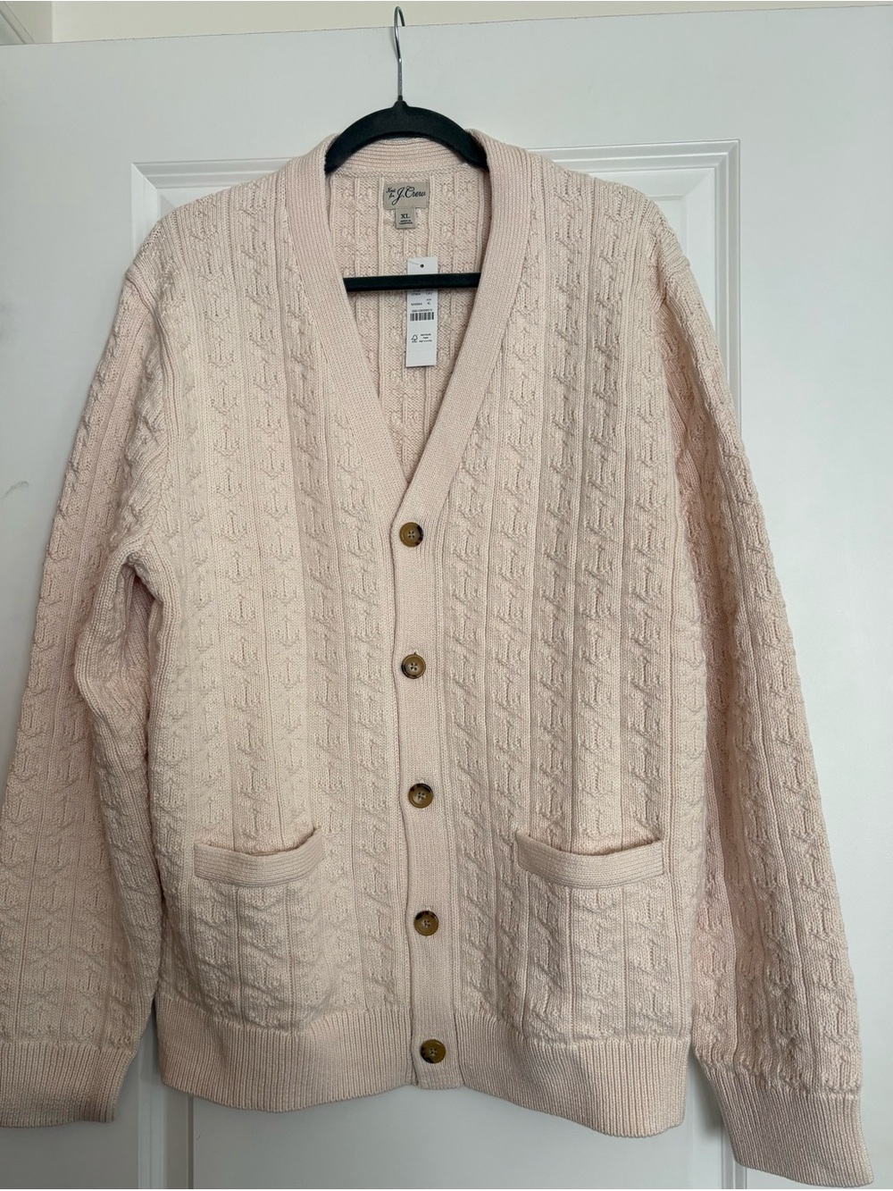 Men’s J. Crew Cream Cable-Knit Button Down Cardigan